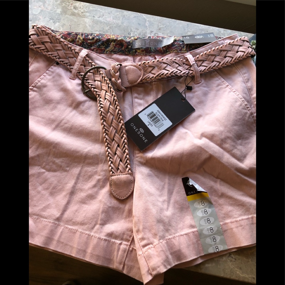 Women’s Size 8 Shorts With Braided Leather Belt